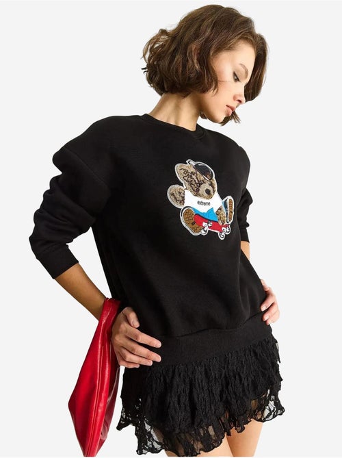 Sweat-shirt à manches longues et col ras du cou brodé lucci - Kiabi Sweat-shirt à manches longues et col ras du cou brodé lucci - Kiabi