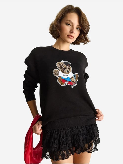 Sweat-shirt à manches longues et col ras du cou brodé lucci - Kiabi Sweat-shirt à manches longues et col ras du cou brodé lucci - Kiabi
