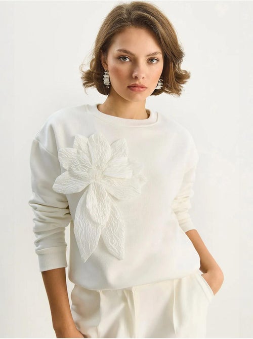 Sweat-shirt à manches longues et col rond avec détails d'accessoires lucci - Kiabi Sweat-shirt à manches longues et col rond avec détails d'accessoires lucci - Kiabi