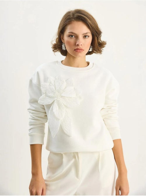 Sweat-shirt à manches longues et col rond avec détails d'accessoires lucci - Kiabi Sweat-shirt à manches longues et col rond avec détails d'accessoires lucci - Kiabi