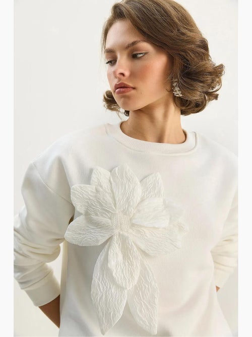 Sweat-shirt à manches longues et col rond avec détails d'accessoires lucci - Kiabi Sweat-shirt à manches longues et col rond avec détails d'accessoires lucci - Kiabi