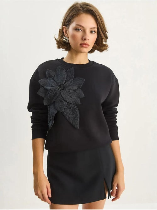 Sweat-shirt à manches longues et col rond avec détails d'accessoires lucci - Kiabi Sweat-shirt à manches longues et col rond avec détails d'accessoires lucci - Kiabi