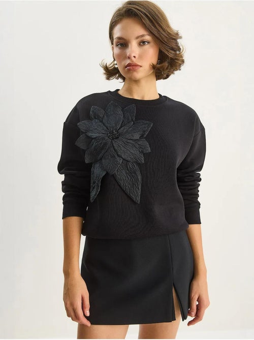 Sweat-shirt à manches longues et col rond avec détails d'accessoires lucci - Kiabi Sweat-shirt à manches longues et col rond avec détails d'accessoires lucci - Kiabi