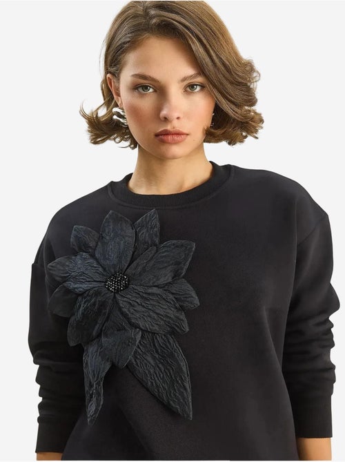 Sweat-shirt à manches longues et col rond avec détails d'accessoires lucci - Kiabi Sweat-shirt à manches longues et col rond avec détails d'accessoires lucci - Kiabi