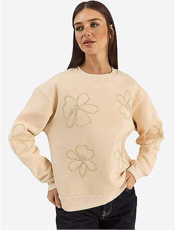 Sweat-shirt à manches longues et col rond brodé lucci