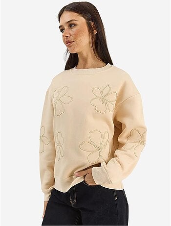 Sweat-shirt à manches longues et col rond brodé lucci