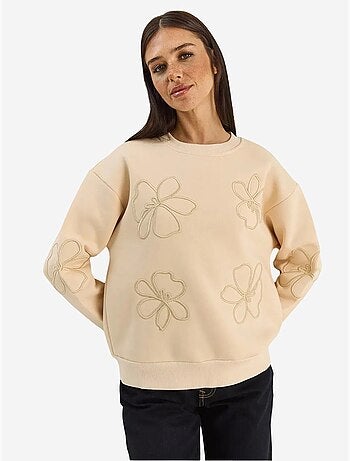 Sweat-shirt à manches longues et col rond brodé lucci