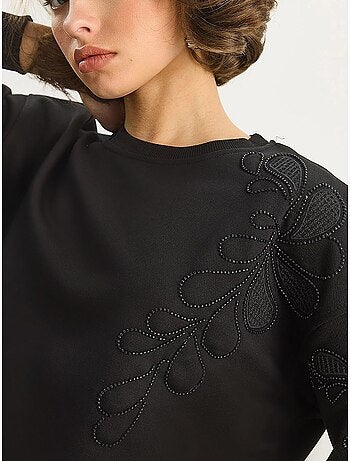 Sweat-shirt à manches longues et col rond brodé lucci