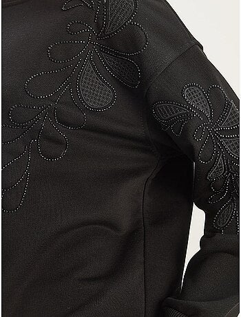 Sweat-shirt à manches longues et col rond brodé lucci