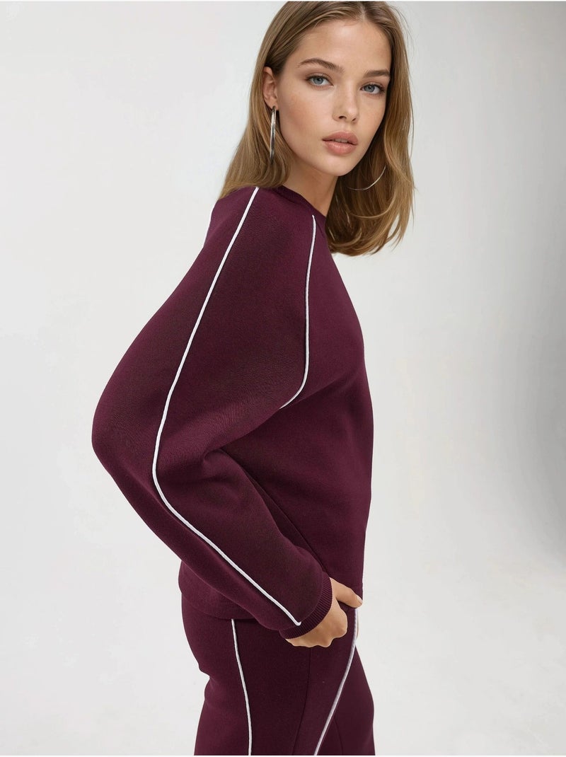 Sweat-shirt à manches longues et col rond coupe décontractée busem Rouge bordeaux - Kiabi