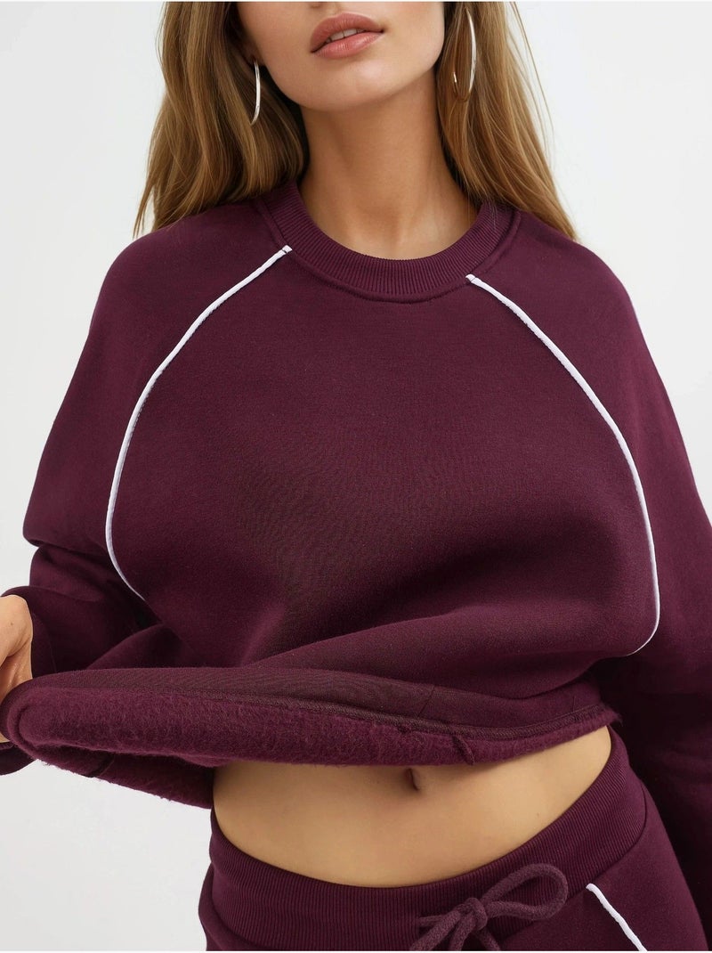 Sweat-shirt à manches longues et col rond coupe décontractée busem Rouge bordeaux - Kiabi