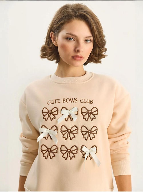 Sweat-shirt à manches longues et col rond imprimé côtelé lucci - Kiabi Sweat-shirt à manches longues et col rond imprimé côtelé lucci - Kiabi