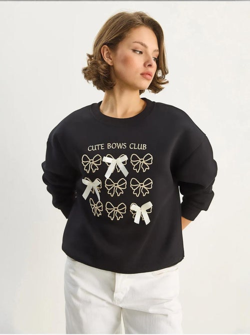 Sweat-shirt à manches longues et col rond imprimé côtelé lucci - Kiabi Sweat-shirt à manches longues et col rond imprimé côtelé lucci - Kiabi