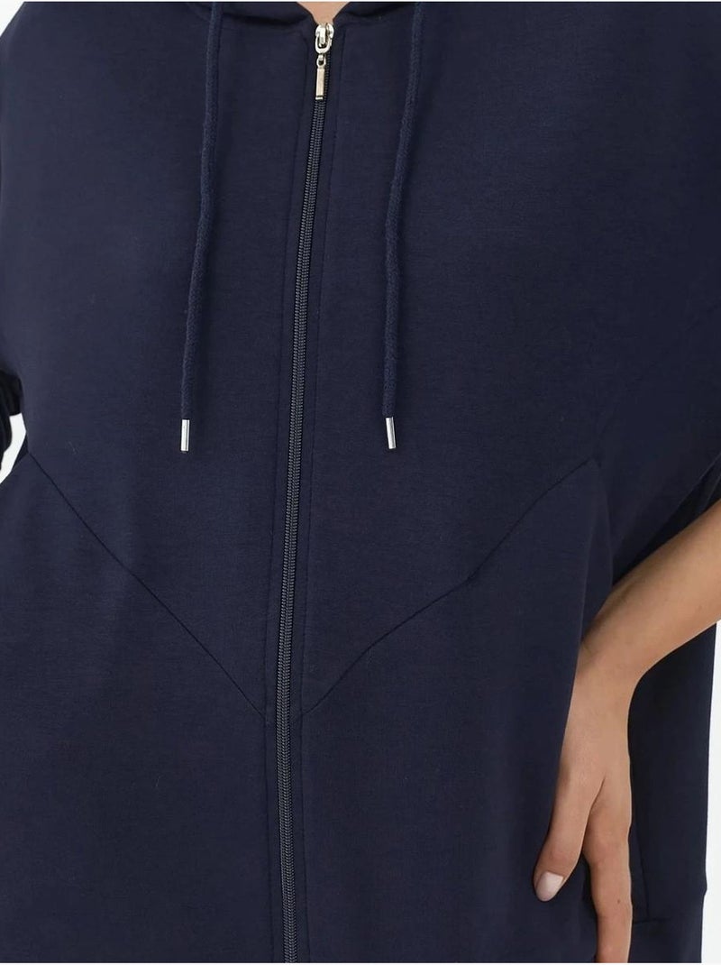 Sweat-shirt à manches longues et col zippé à motifs hiccup Bleu marine - Kiabi