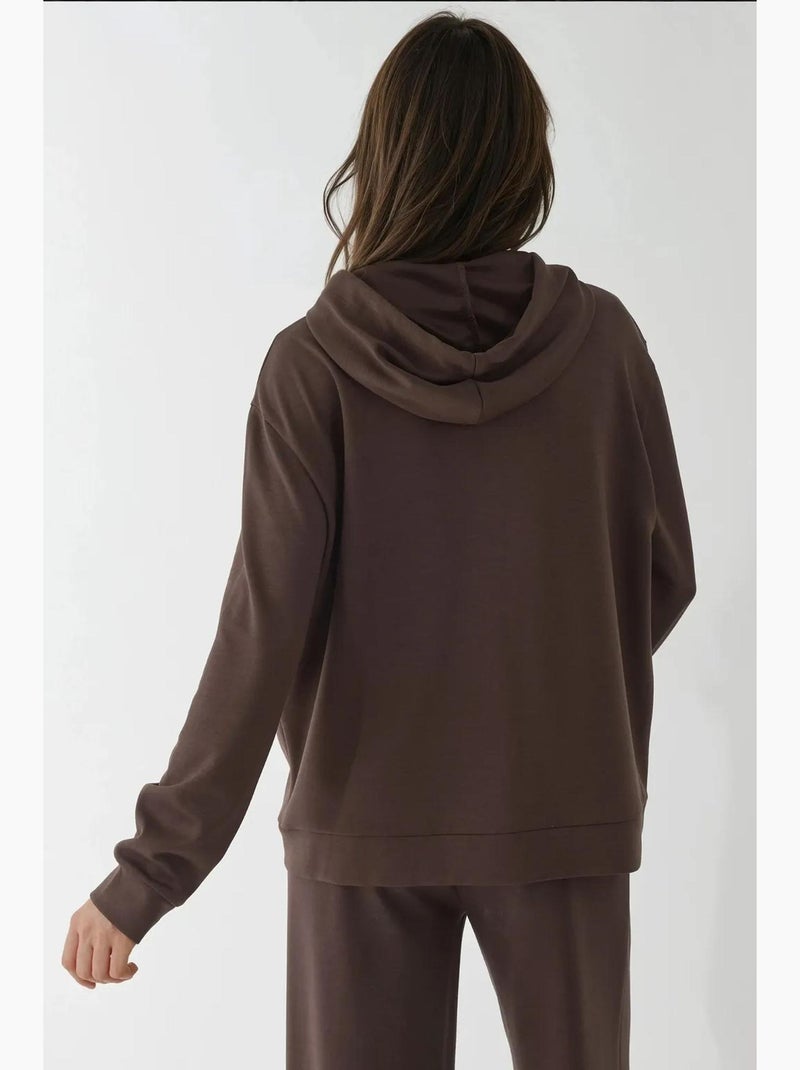 Sweat-shirt à manches longues et col zippé à motifs hiccup Marron clair - Kiabi