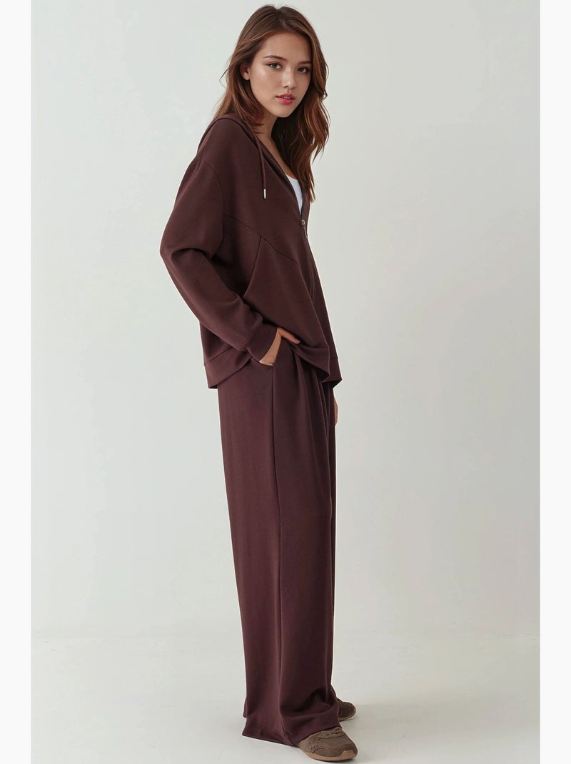 Sweat-shirt à manches longues et col zippé à motifs hiccup Marron foncé - Kiabi