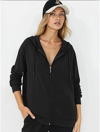 Sweat-shirt à manches longues et col zippé à motifs hiccup