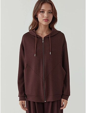 Sweat-shirt à manches longues et col zippé à motifs