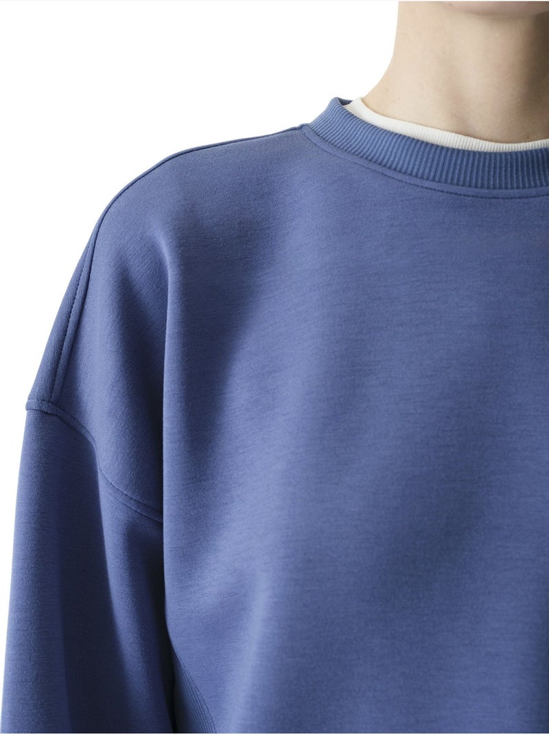 Sweat-shirt à texture soyeuse et détails contrastés, manches longues penti Bleu - Kiabi