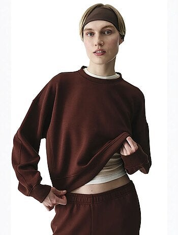 Sweat-shirt à texture soyeuse et détails contrastés, manches longues penti