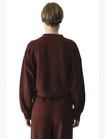 Sweat-shirt à texture soyeuse et détails contrastés, manches longues penti