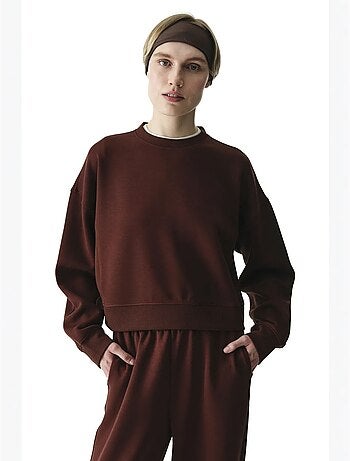 Sweat-shirt à texture soyeuse et détails contrastés, manches longues penti