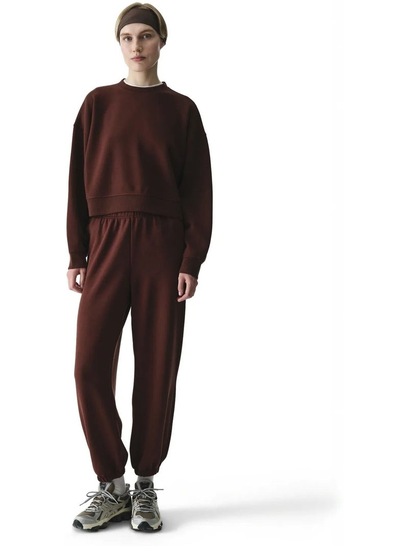 Sweat-shirt à texture soyeuse et détails contrastés, manches longues penti Marron - Kiabi