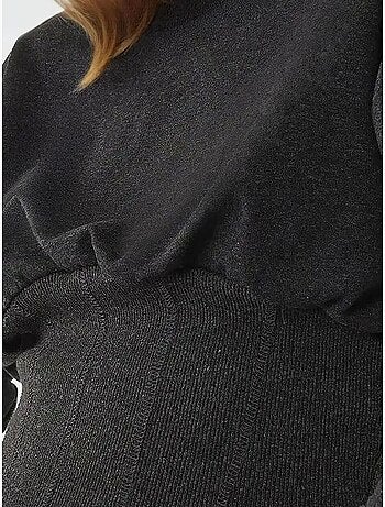 Sweat-shirt ajusté en tricot à col ras du cou et corset