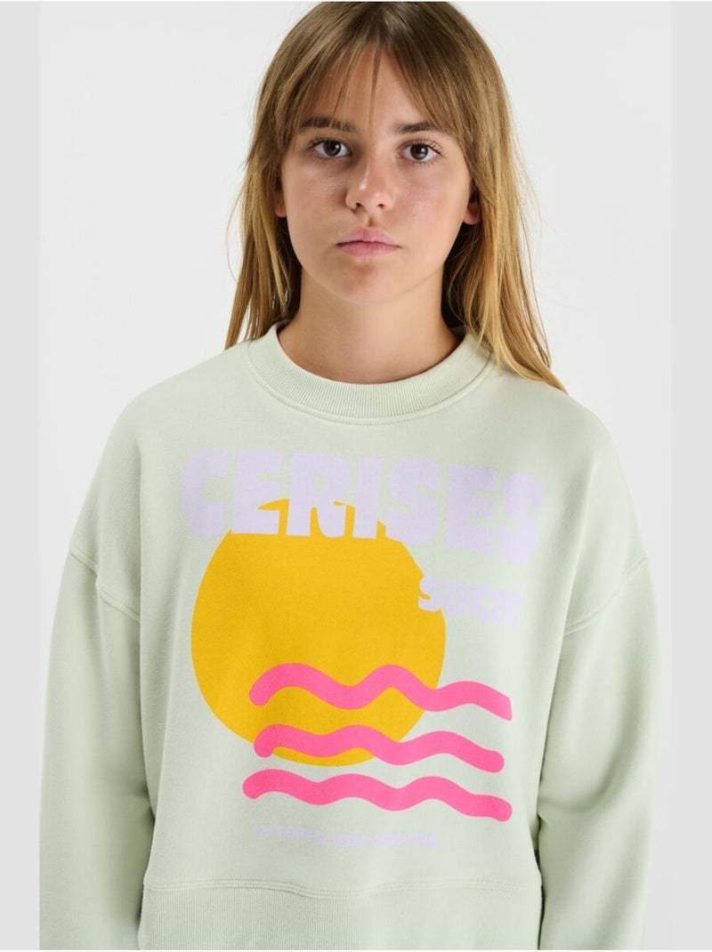 Sweat-Shirt ASTAGI 'Le Temps Des Cerises' Vert - Kiabi