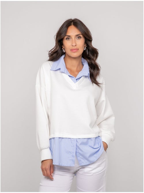 Sweat-shirt avec chemise rayures YEVANE - Kiabi