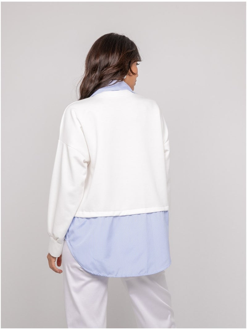 Sweat-shirt avec chemise rayures YEVANE Blanc - Kiabi