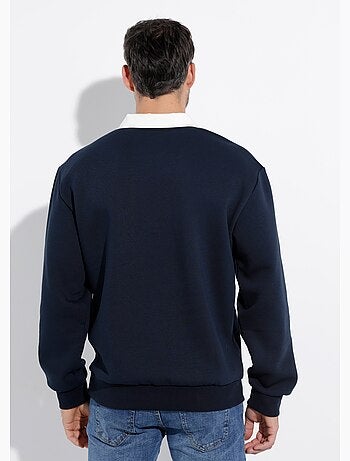 Sweat shirt avec col polo contrasté - AFIBEL