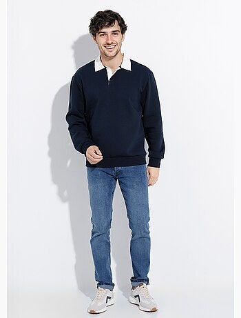 Sweat shirt avec col polo contrasté - AFIBEL