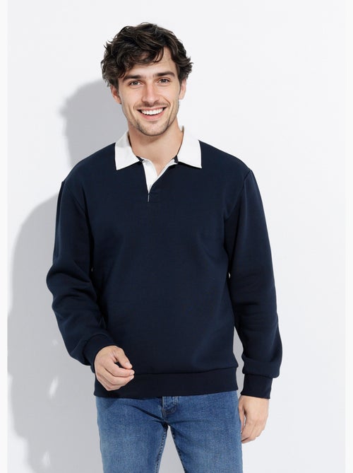 Sweat shirt avec col polo contrasté - AFIBEL - Kiabi