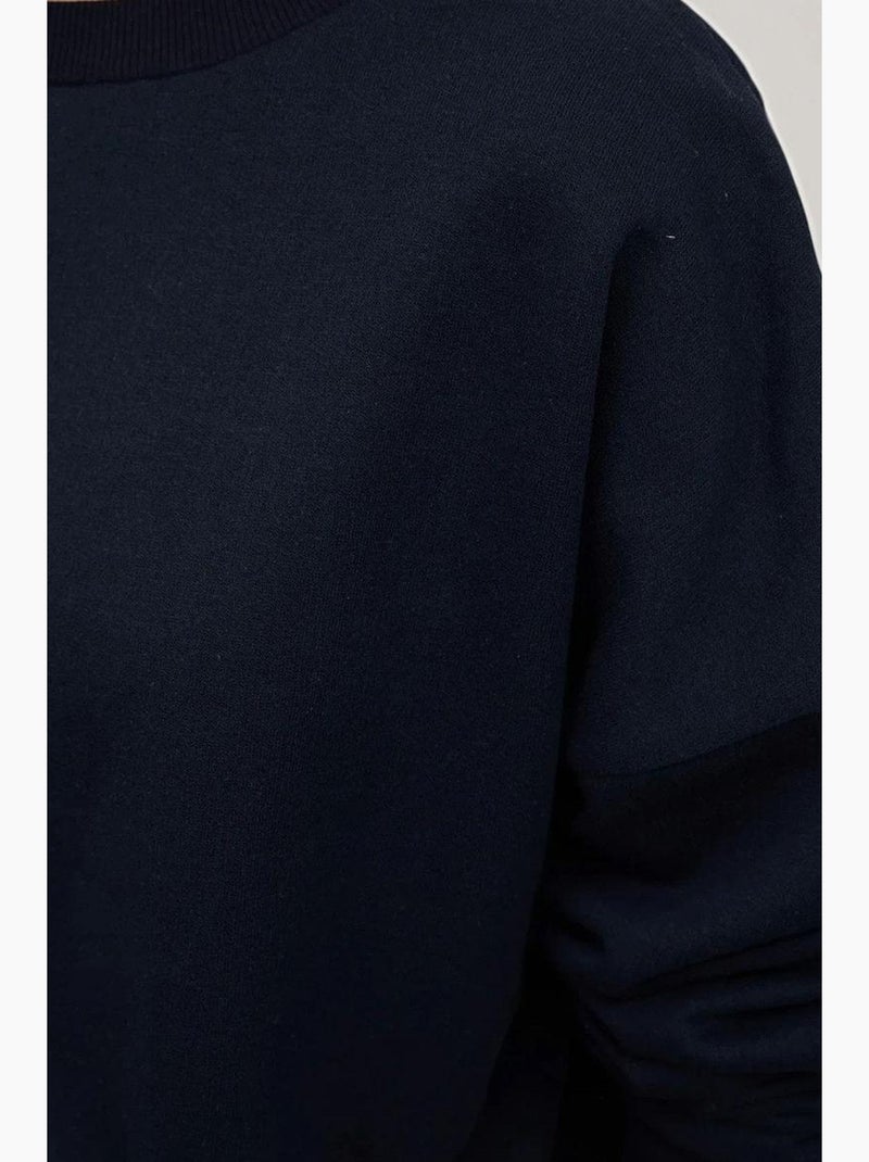 Sweat-shirt basique à col rond surdimensionné hiccup Bleu marine - Kiabi