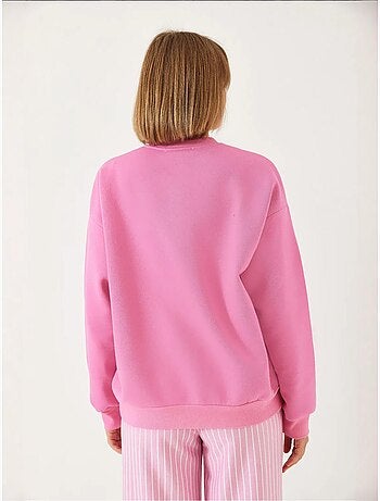 Sweat-shirt basique bianco avec imprimé ours et détails côtelés lucci