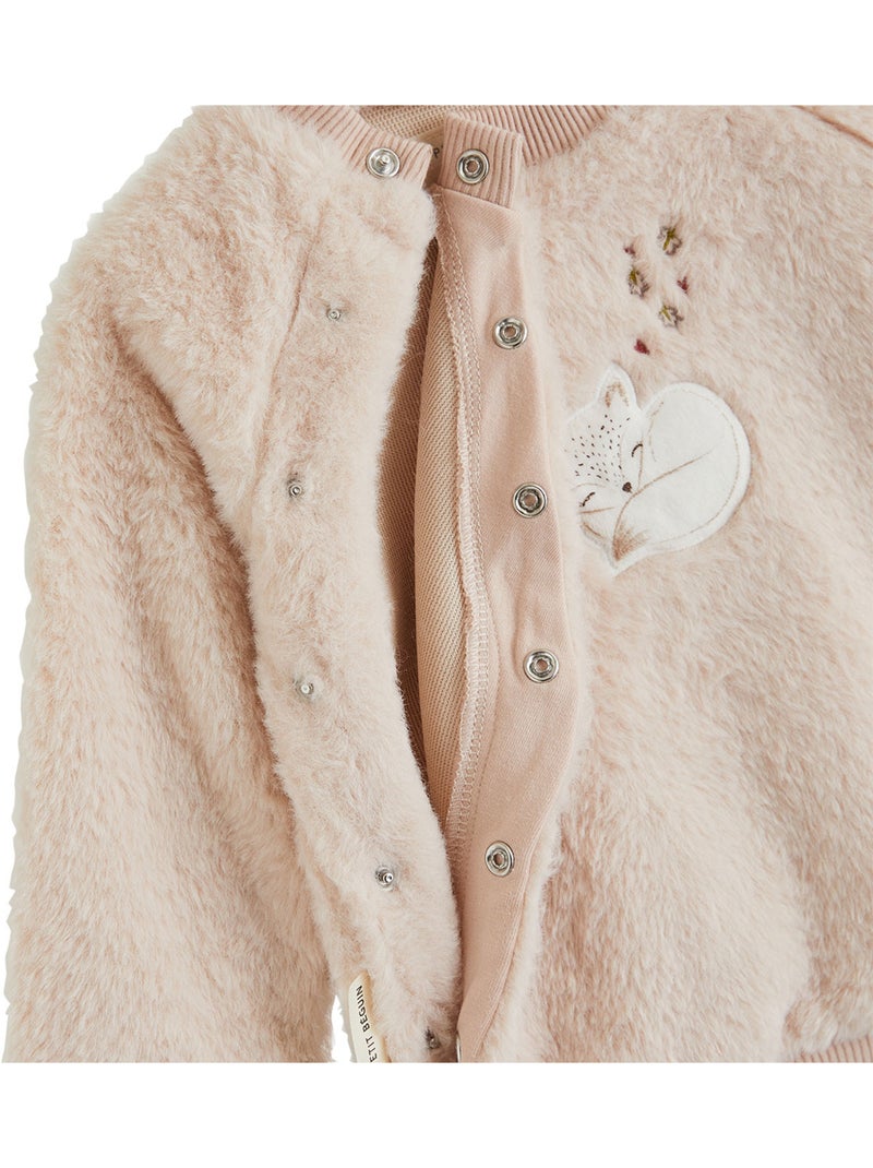 Sweat-shirt bébé en fausse fourrure doucette Rose - Kiabi
