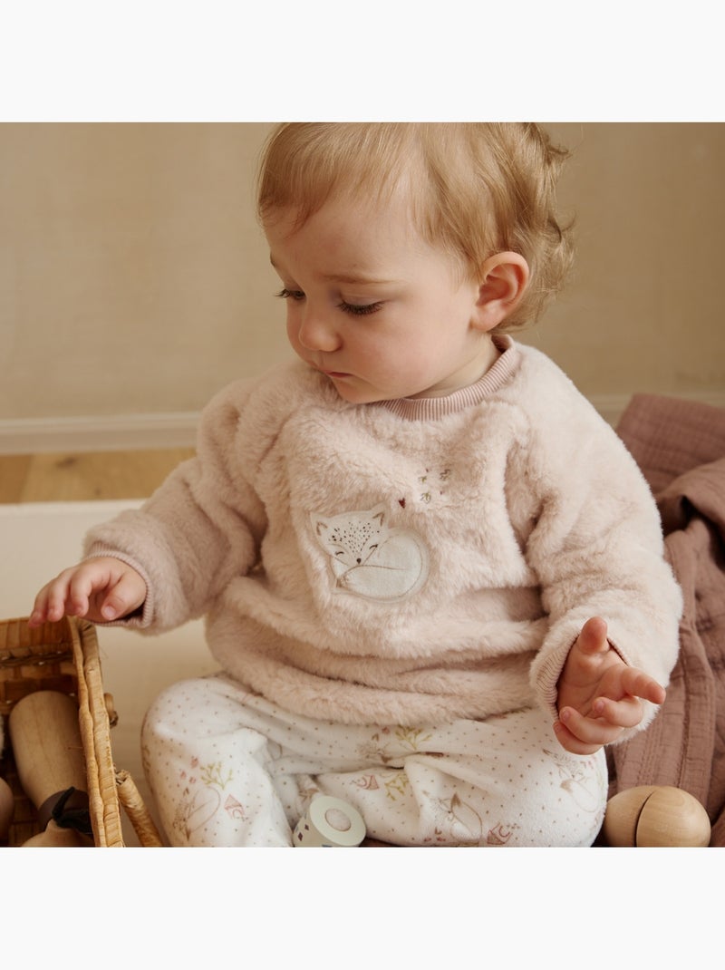 Sweat-shirt bébé en fausse fourrure doucette Rose - Kiabi