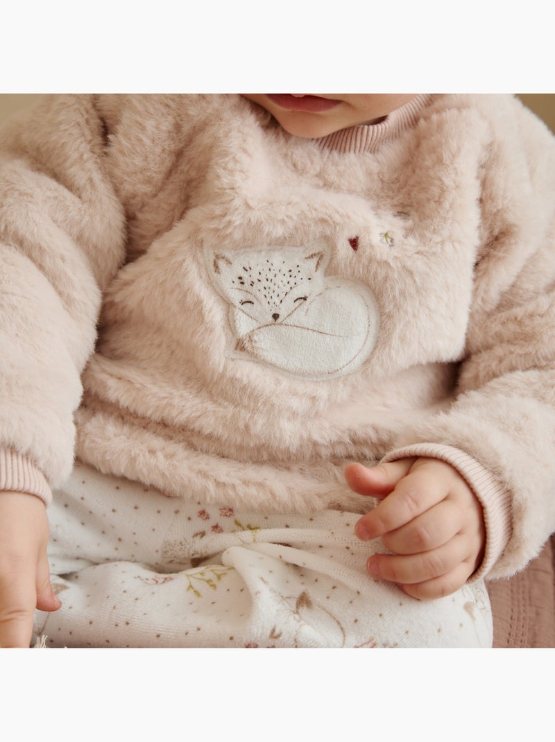 Sweat-shirt bébé en fausse fourrure doucette Rose - Kiabi