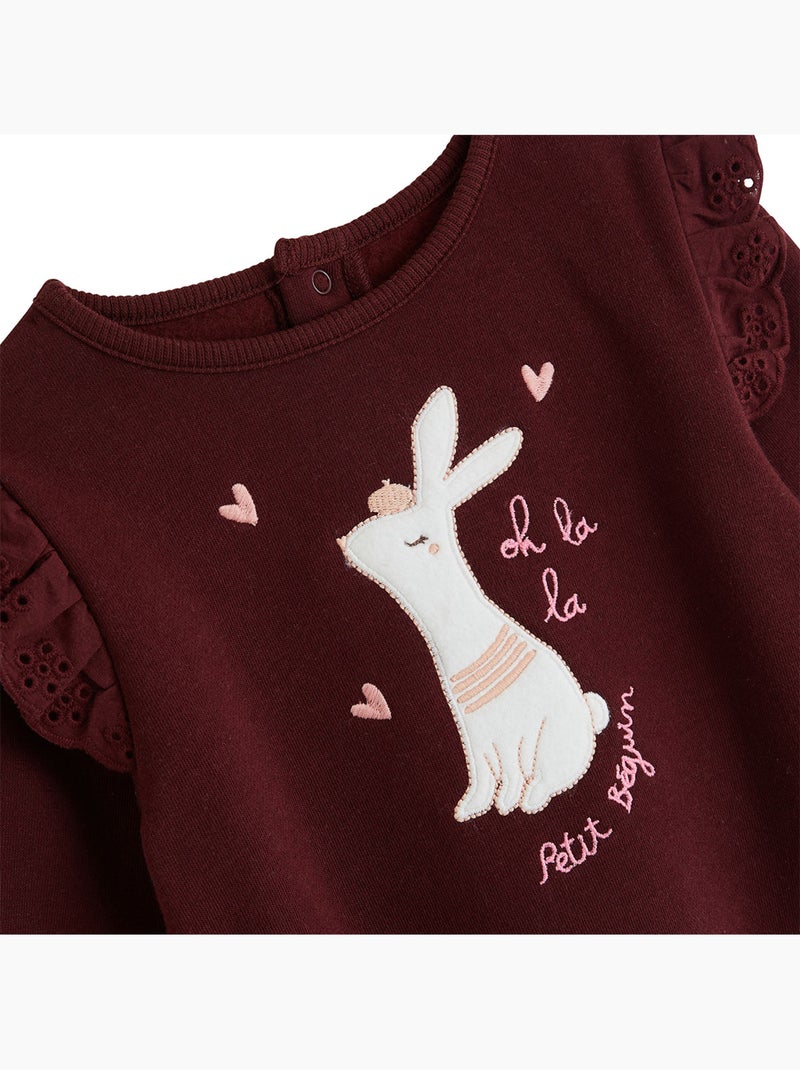 Sweat-shirt bébé en molleton aimée Bordeaux - Kiabi