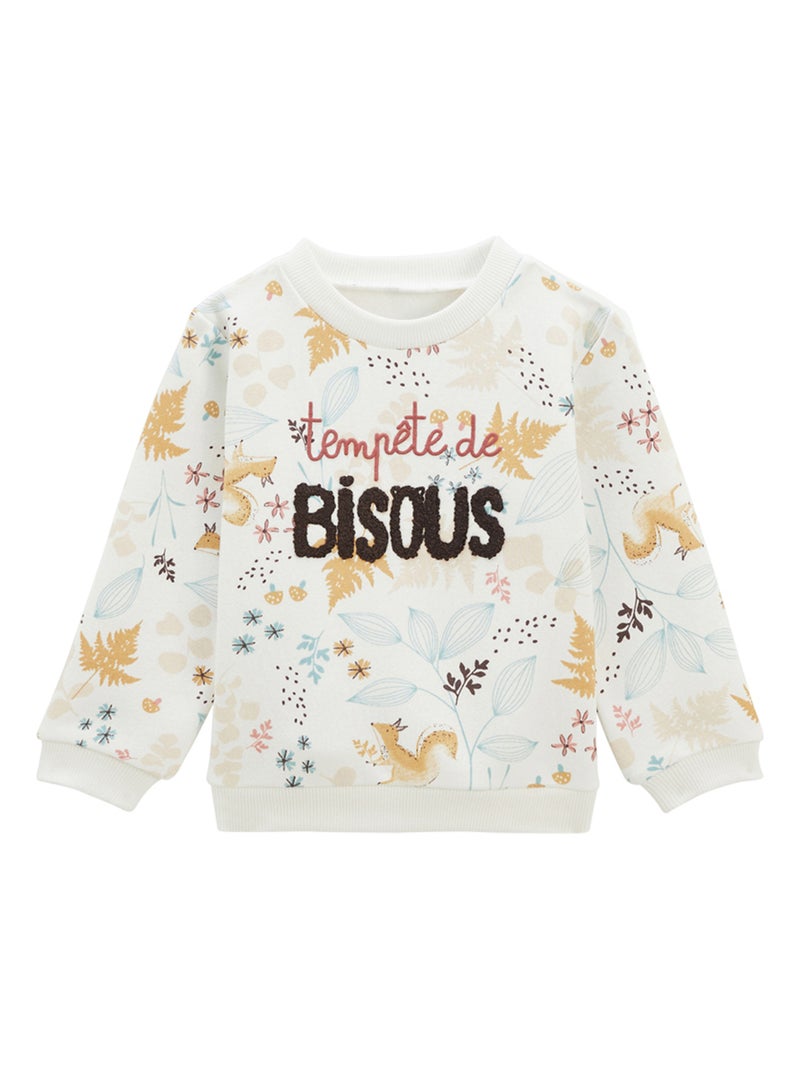 Sweat-shirt bébé en molleton Bloom Ecru - Kiabi