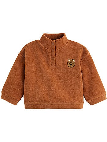 Sweat-shirt bébé en polaire moka