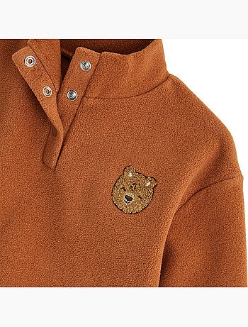 Sweat-shirt bébé en polaire moka