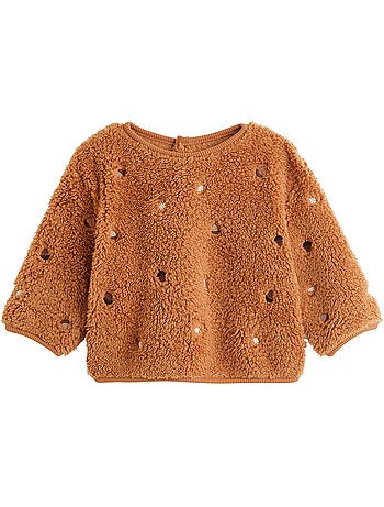 Sweat-shirt bébé en sherpa caramel