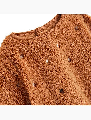 Sweat-shirt bébé en sherpa caramel