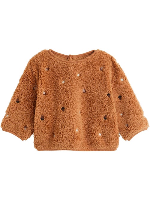 Sweat-shirt bébé en sherpa caramel - Kiabi Sweat-shirt bébé en sherpa caramel - Kiabi