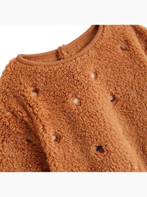 Sweat-shirt bébé en sherpa caramel - Kiabi Sweat-shirt bébé en sherpa caramel - Kiabi