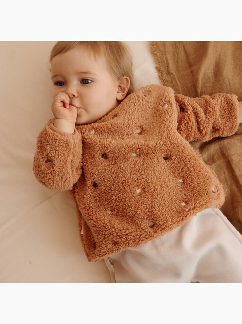 Sweat-shirt bébé en sherpa caramel - Kiabi Sweat-shirt bébé en sherpa caramel - Kiabi