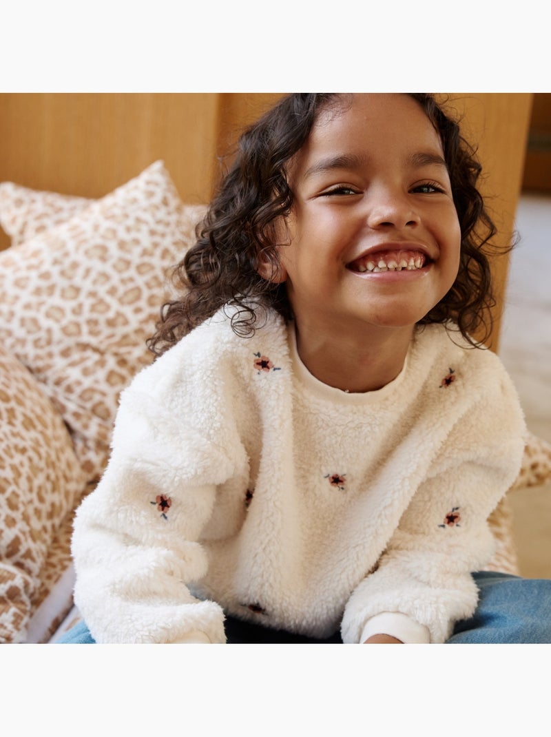 Sweat-shirt bébé en sherpa cléo Beige clair - Kiabi