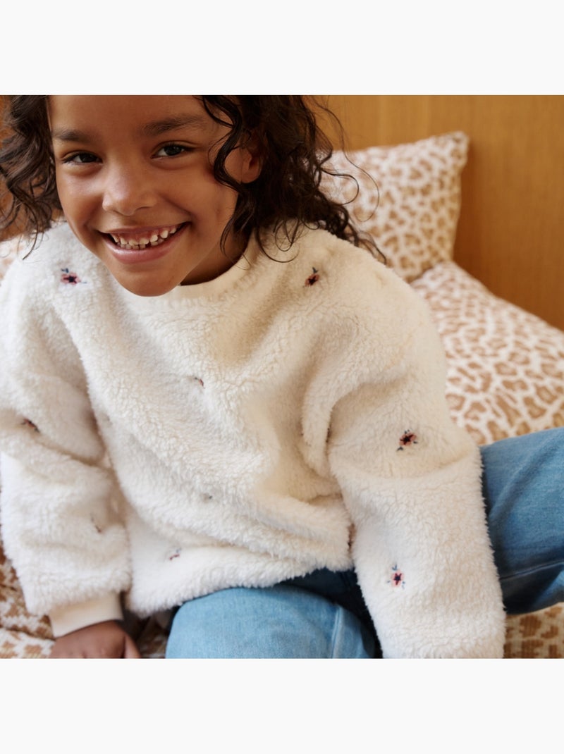 Sweat-shirt bébé en sherpa cléo Beige clair - Kiabi